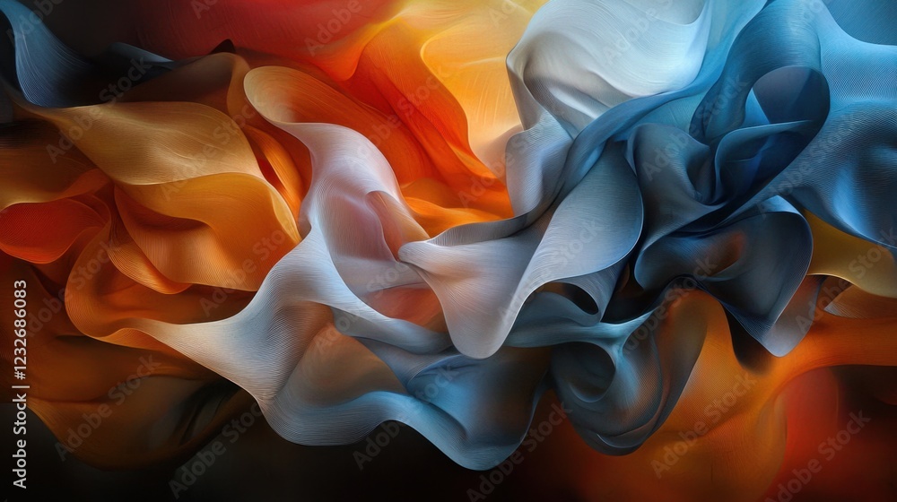 Obraz premium A colorful piece of fabric with orange, blue, and white stripes