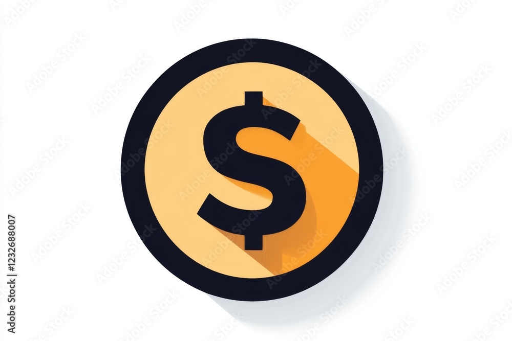 Yellow dollar sign on black circular background Yellow dollar sign on black circular background