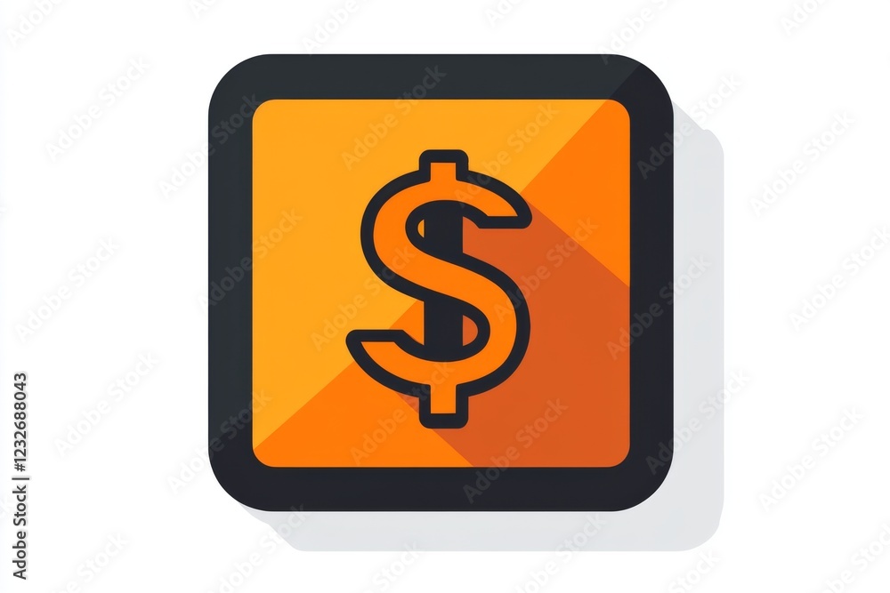 Square icon with dollar sign and orange background Square icon with dollar sign and orange background