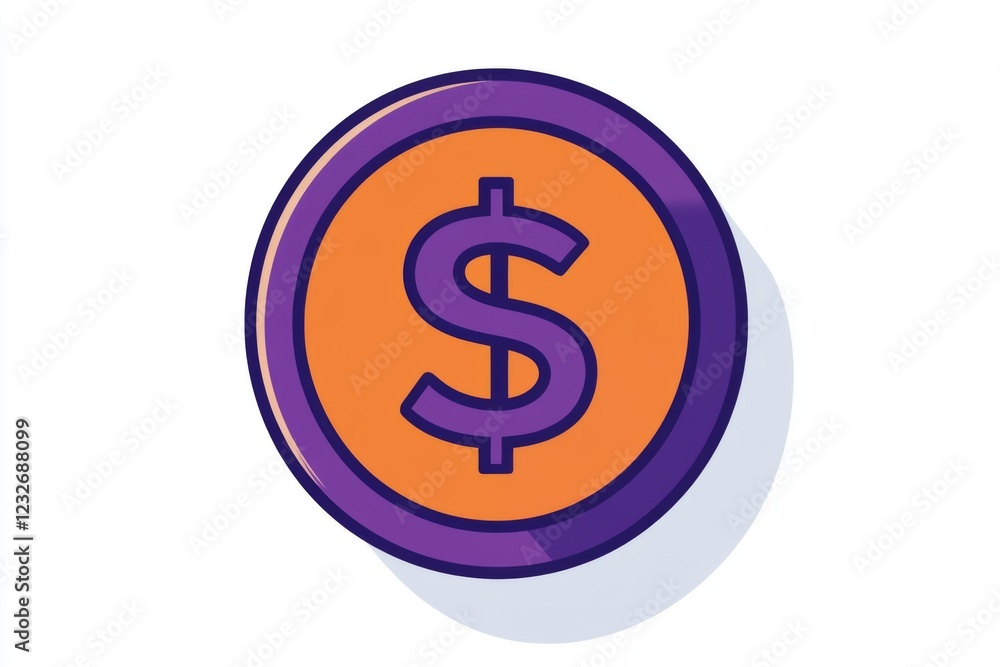 Purple coin with dollar sign and gradient effect Purple coin with dollar sign and gradient effect