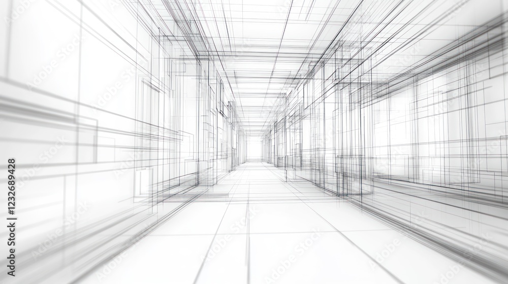 Abstract white architectural hallway rendering. Abstract white architectural hallway rendering.