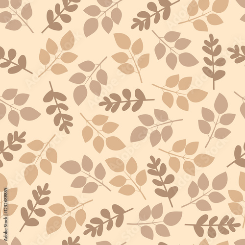 Floral seamless pattern. Foliage surface pattern design of allover print monochromatic branchlets