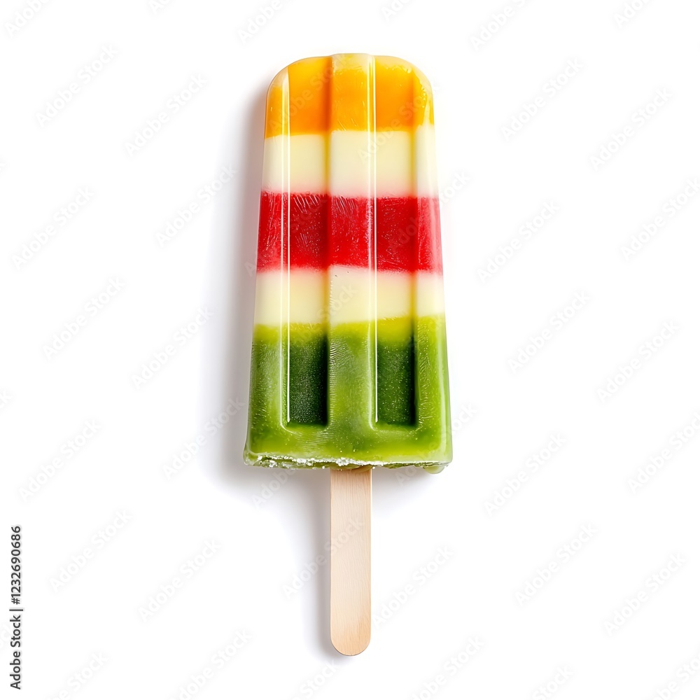 green red Popsicle ice cream isolated on white background green red Popsicle ice cream isolated on white background