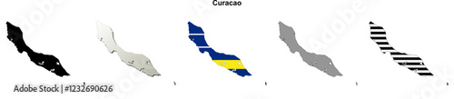 Curacao outline map set