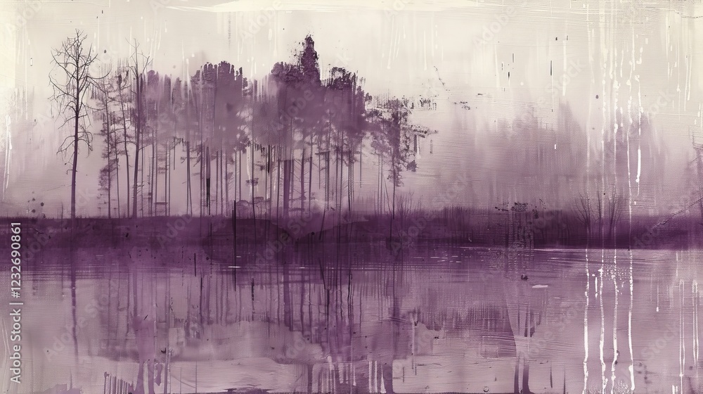 Fototapeta premium Mystical design of deep violet and shimmering silver evoking enchanted woodland twilight
