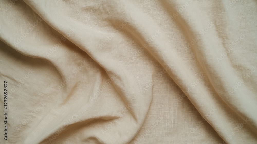 Textured linen fabric in soft beige for home decor and design Textured linen fabric in soft beige for home decor and design