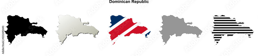 Dominican Republic outline map set Dominican Republic outline map set