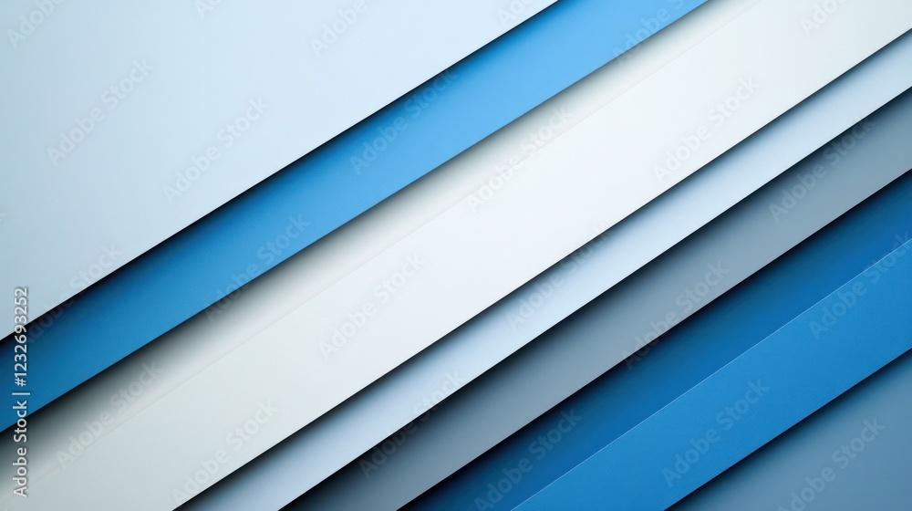 Fototapeta premium Abstract diagonal stripes in shades of blue and white.