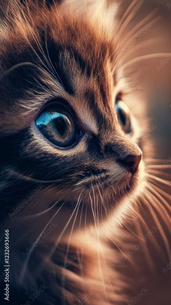A close-up of a fluffy kitten with big, bright eyes A close-up of a fluffy kitten with big, bright eyes