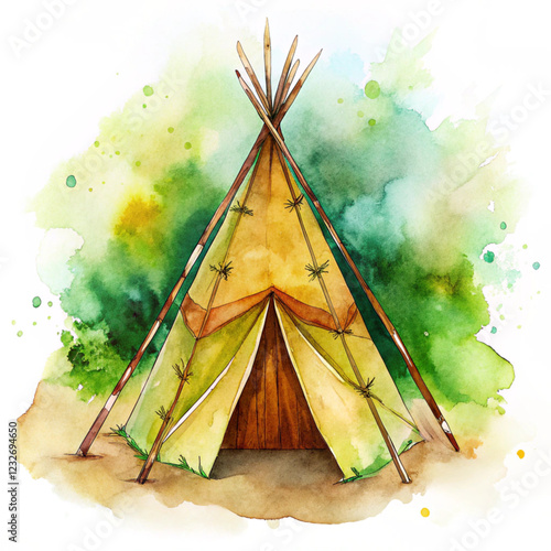 tent or tippi illustration watercolor style illustration vector with a white background.