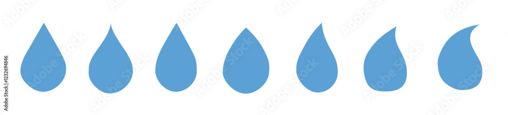 set of water drops, Fresh rain water droplet flat icon for apps. set of water drops, Fresh rain water droplet flat icon for apps.