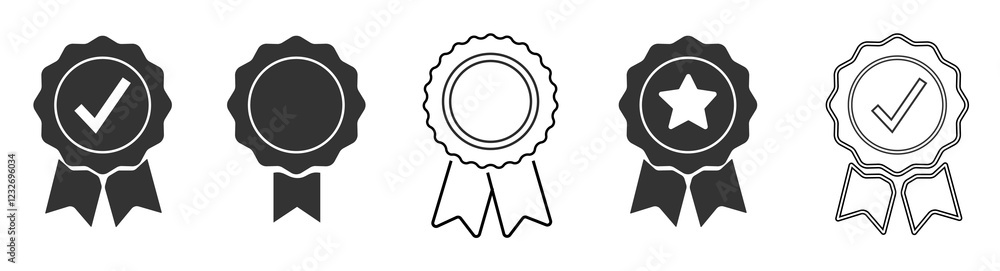 Approved or certified medal icon. Certified badge. Approval check symbol collection Approved or certified medal icon. Certified badge. Approval check symbol collection