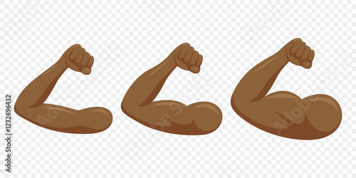 Muscle Growth Stages Vector Illustration. Cartoon Arm Progression From Slim to Muscular. Fitness Transformation Icon for Health, Gym, Workout Graphics. Strong Biceps, Muscle Growth, Bodybuilding