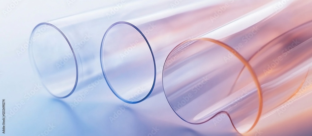 Clear tubes on blue backdrop; lab research Clear tubes on blue backdrop; lab research