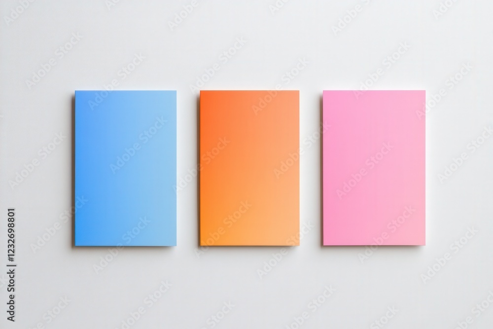 Fototapeta premium three blank colorful notepads on a white background