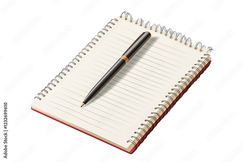A notepad and pen on a transparent background. A notepad and pen on a transparent background.