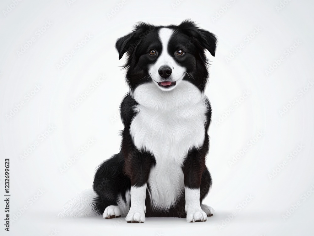 adorable black and white border collie dog sitting and looking at the camera adorable black and white border collie dog sitting and looking at the camera