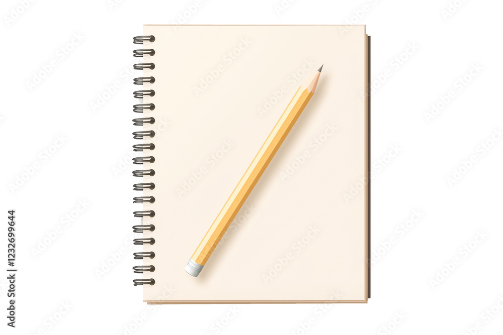 A notepad with a pencil on a transparent background. A notepad with a pencil on a transparent background.