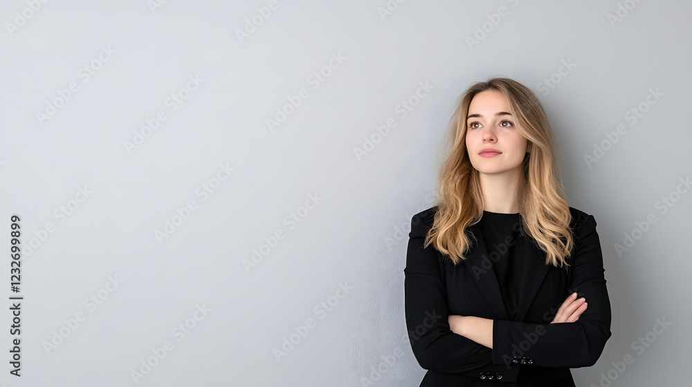 Confident young businesswoman posing against a grey background, dressed in professional attire, exuding leadership and empowerment.
Confident young businesswoman posing against a grey background, dressed in professional attire, exuding leadership and empowerment.