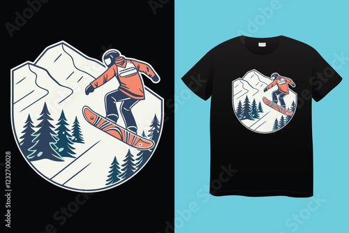 snow winter sports t shirt design. Set of Winter sport athlete silhouettes. Ski jumping, downhill, slalom, skiing emblems. Print design for t-shirt. Sport club emblems.