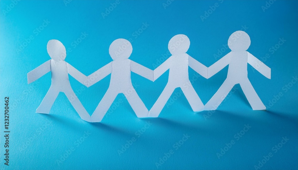 손과 손이 연결된 종이 사슬 형태의 종이인형 손과 손이 연결된 종이 사슬 형태의 종이인형