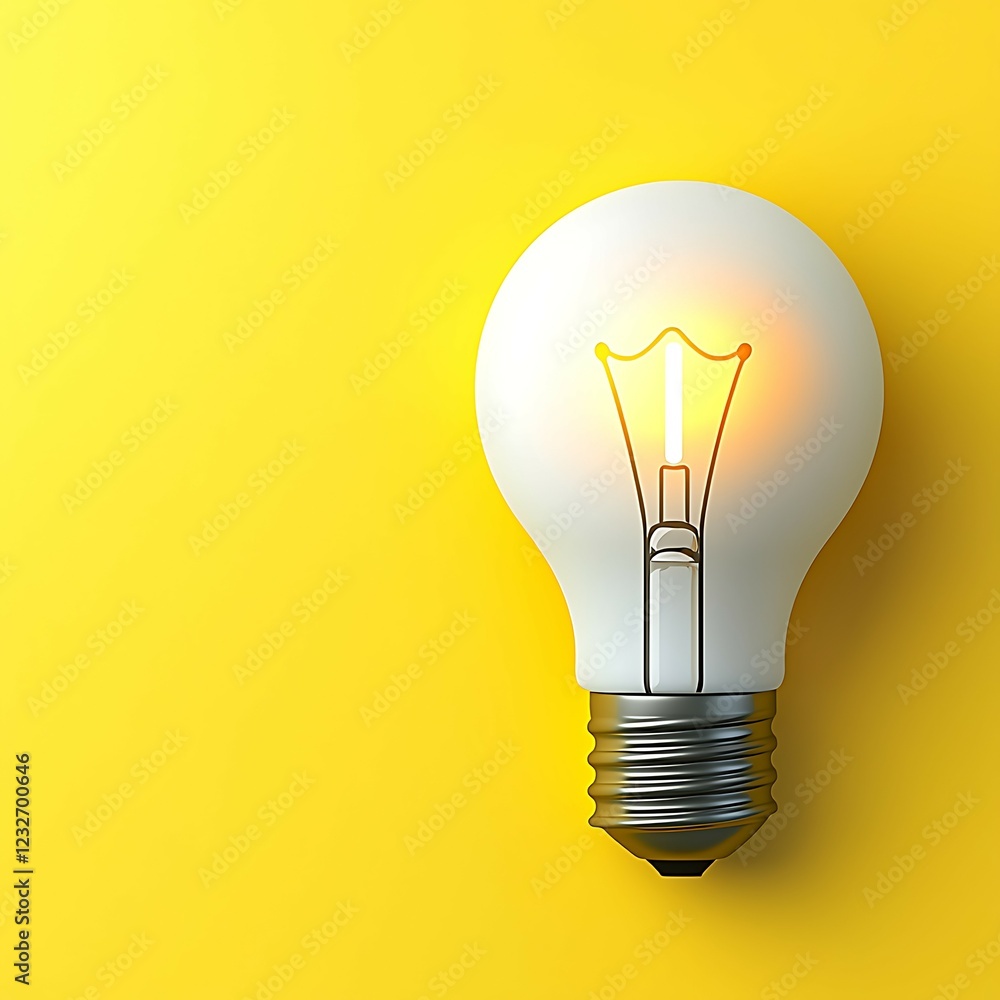 A glowing light bulb against a bright yellow background, symbolizing innovation, ideas, and creativity. A glowing light bulb against a bright yellow background, symbolizing innovation, ideas, and creativity.