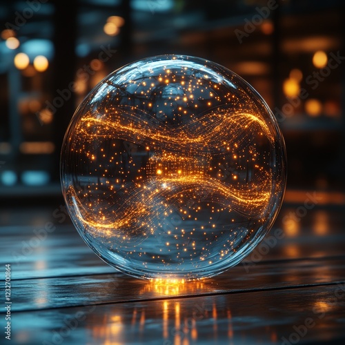 Wallpaper Mural Ethereal Glow: A Captivating Translucent Sphere Amidst the Digital Abyss Torontodigital.ca