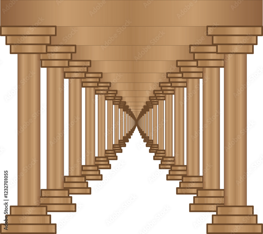 Obraz premium 3d Golden pillar standing 3d pillar design vector pillar golden pillar design classical 3d design pillar brown illustration Style pillar vector