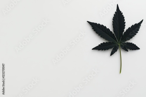 Green Cannabis Leaf Isolated on White Background photo