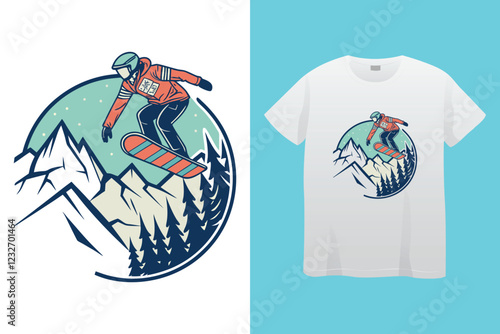 snow winter sports t shirt design. Set of Winter sport athlete silhouettes. Ski jumping, downhill, slalom, skiing emblems. Print design for t-shirt. Sport club emblems.