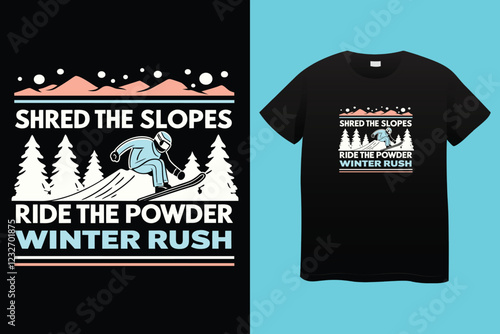 snow winter sports t shirt design. Set of Winter sport athlete silhouettes. Ski jumping, downhill, slalom, skiing emblems. Print design for t-shirt. Sport club emblems.