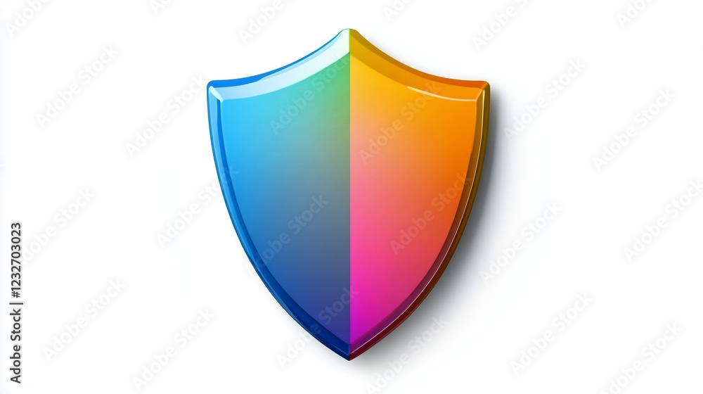 Colorful shield icon, digital security, white background, app interface Colorful shield icon, digital security, white background, app interface