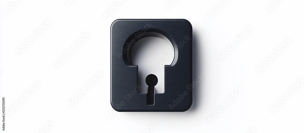 Dark keyhole cutout on square, white background Dark keyhole cutout on square, white background