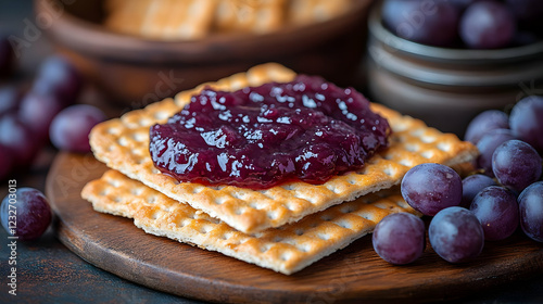 Purple Grape Jam on Crackers with Grapes