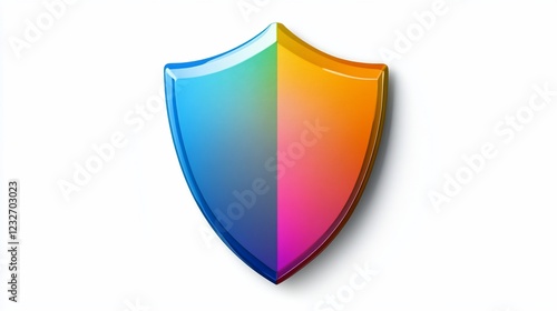 Free Download Colorful shield icon, digital security, white background, app interface - GFXLoad