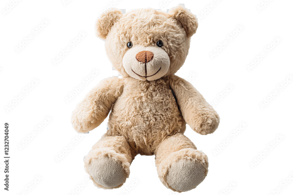 Fototapeta premium A soft toy teddy bear on a clear, transparent background.