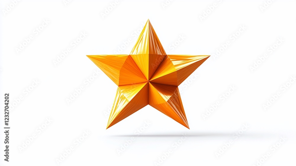 Golden star 3D render, white background, award, geometric design, isolated Golden star 3D render, white background, award, geometric design, isolated