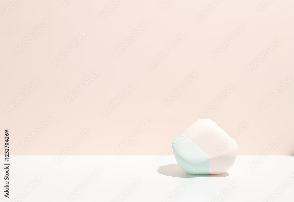 Minimalist geometric object in soft pastel tones, casting a shadow against a bright white background, creating a modern and abstract aesthetic Minimalist geometric object in soft pastel tones, casting a shadow against a bright white background, creating a modern and abstract aesthetic