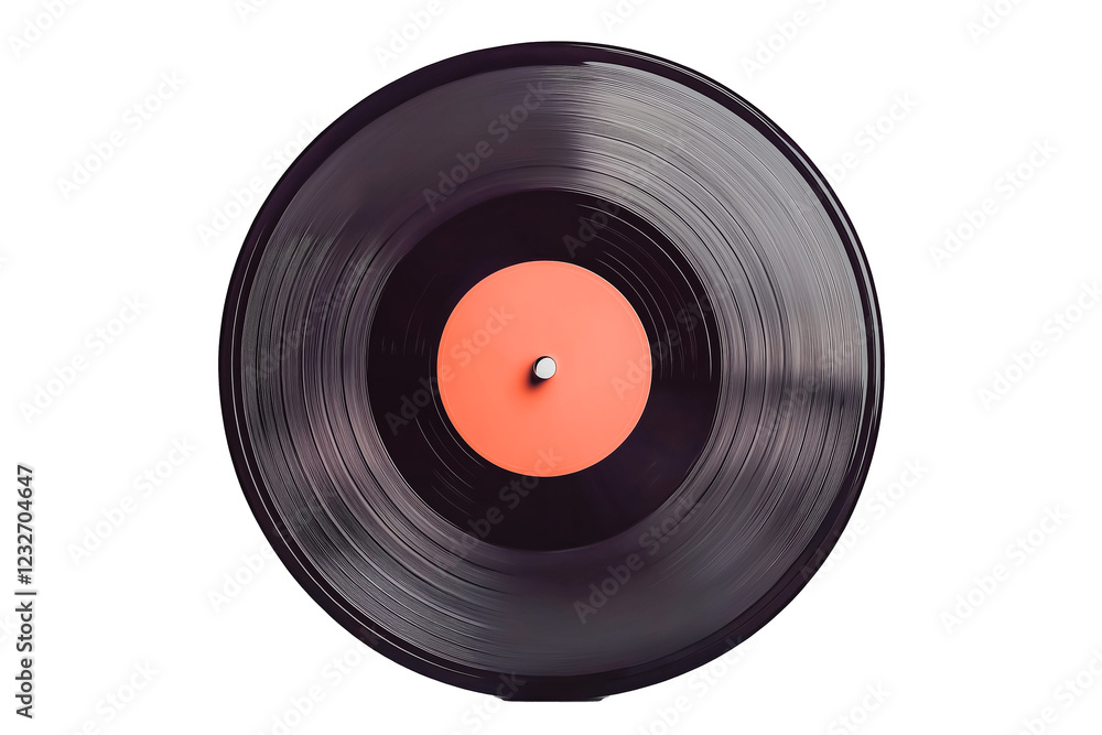 Obraz premium A vintage vinyl record on a clear, transparent background.