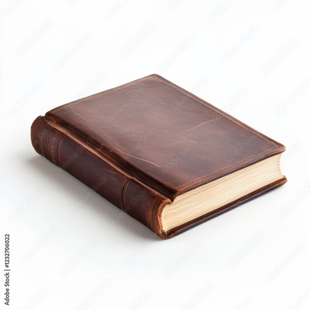 antique leather-bound book isolated on a white background antique leather-bound book isolated on a white background