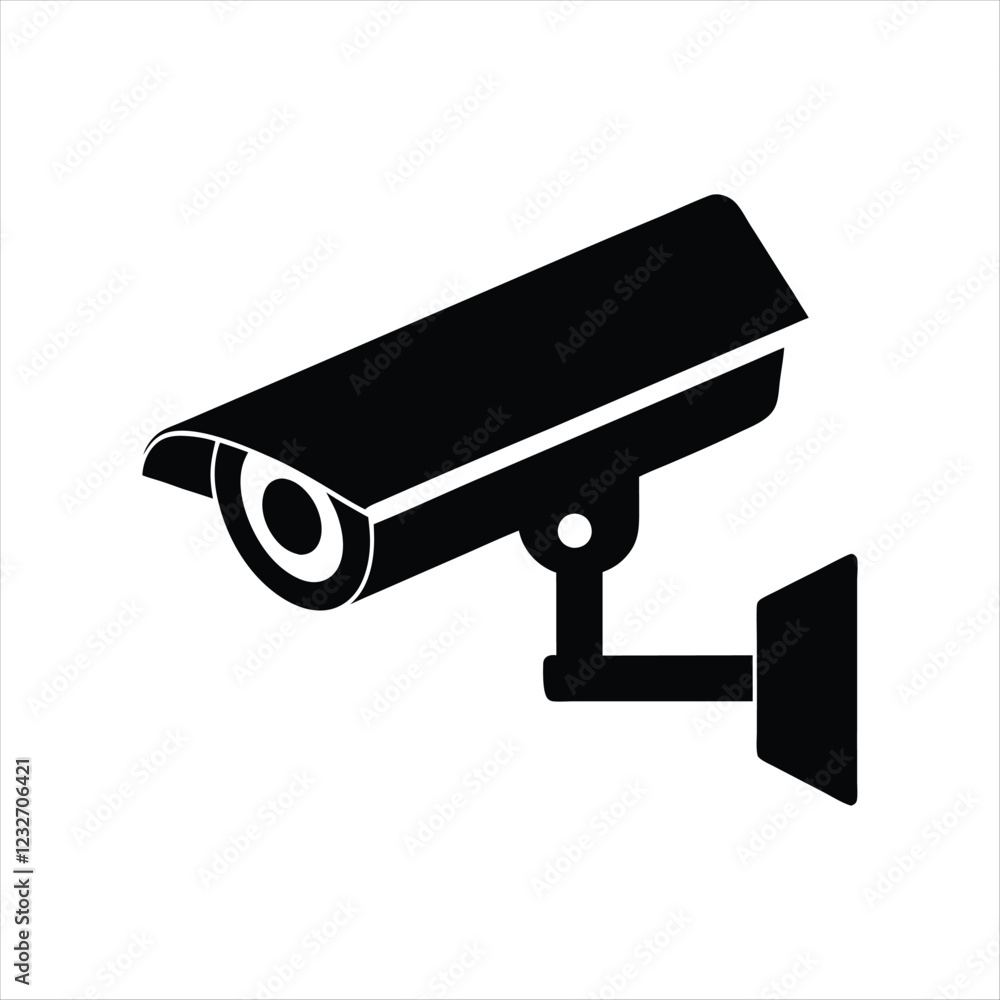 CCTV camera silhouette flat vector icon CCTV camera silhouette flat vector icon