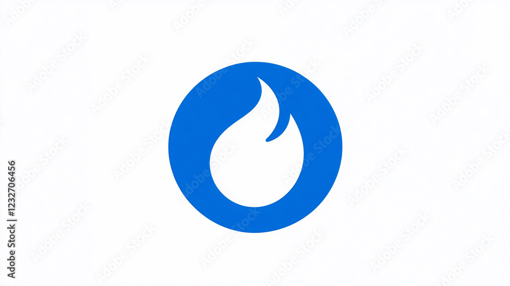 Isolated Minimalist Blue Gas Flame Logo or icon with Subtle Textures on Pure White Background Isolated Minimalist Blue Gas Flame Logo or icon with Subtle Textures on Pure White Background