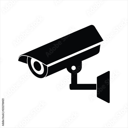 CCTV camera silhouette flat vector icon