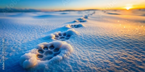 Tiny Dog Paw Prints in Arviat, Nunavut Snow - Winter Wonderland Close-Up photo