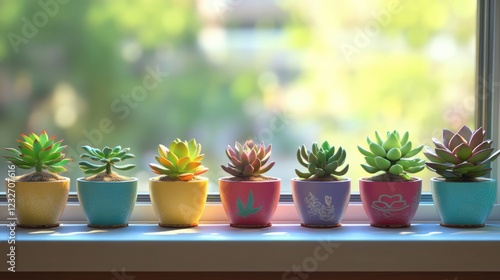 Wallpaper Mural Vibrant succulents display on window sill home decor indoor plants natural light close-up gardening inspiration Torontodigital.ca