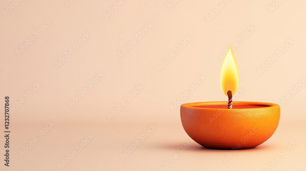 Single Candle Flame in Rustic Orange Holder Single Candle Flame in Rustic Orange Holder