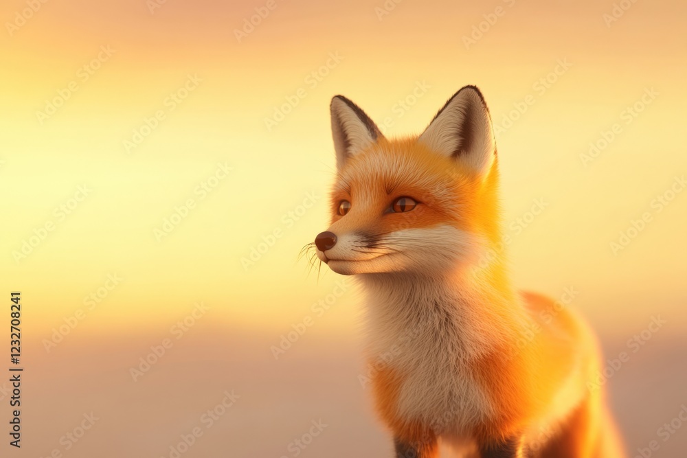 Obraz premium a red fox at sunset