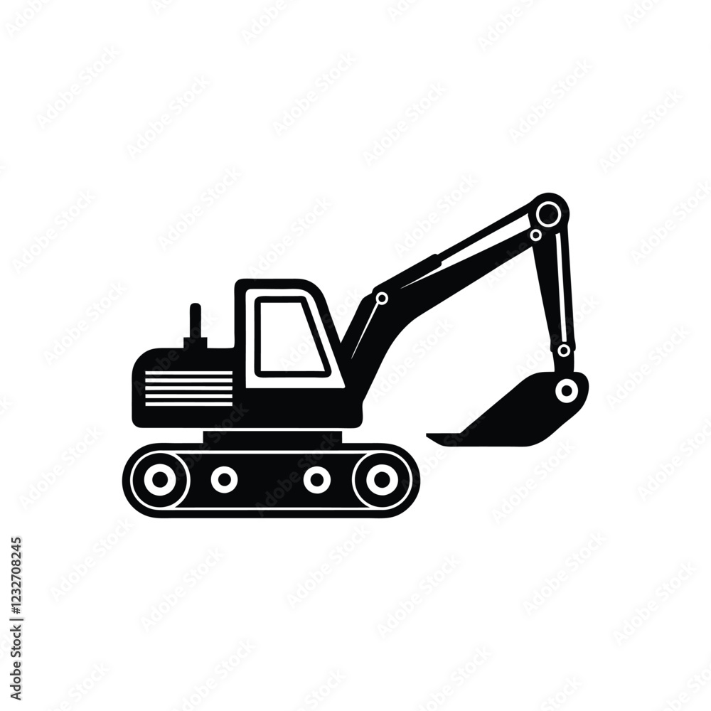 Construction excavator silhouette vector illustration isolated on a white background Construction excavator silhouette vector illustration isolated on a white background
