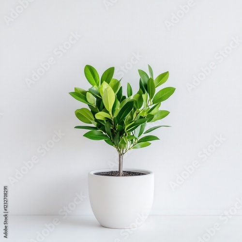 Wallpaper Mural small potted plant in a modern white pot against a minimal white background Torontodigital.ca