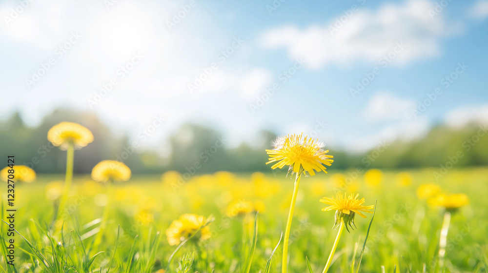 Obraz premium タンポポが咲く草原 dandelion